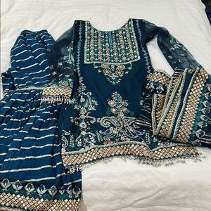 Blue Punjabi Gharara Suit from Lashkaraa